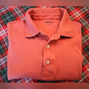 Lands’ End 100% Cotton Long Sleeve Salmon Soft Polo Shirt Size L